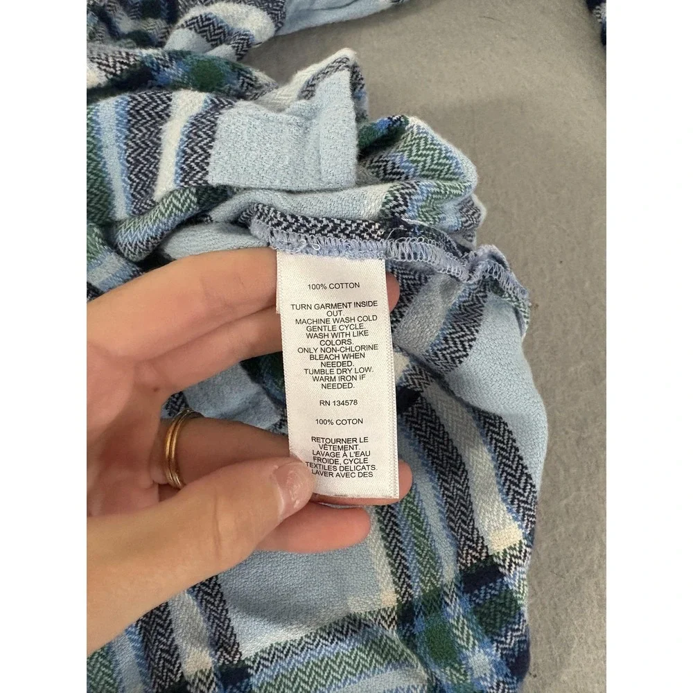 Vineyard Vines Shirt Boys Size 6 Blue Green Plaid Button Down Cotton Long Sleeve